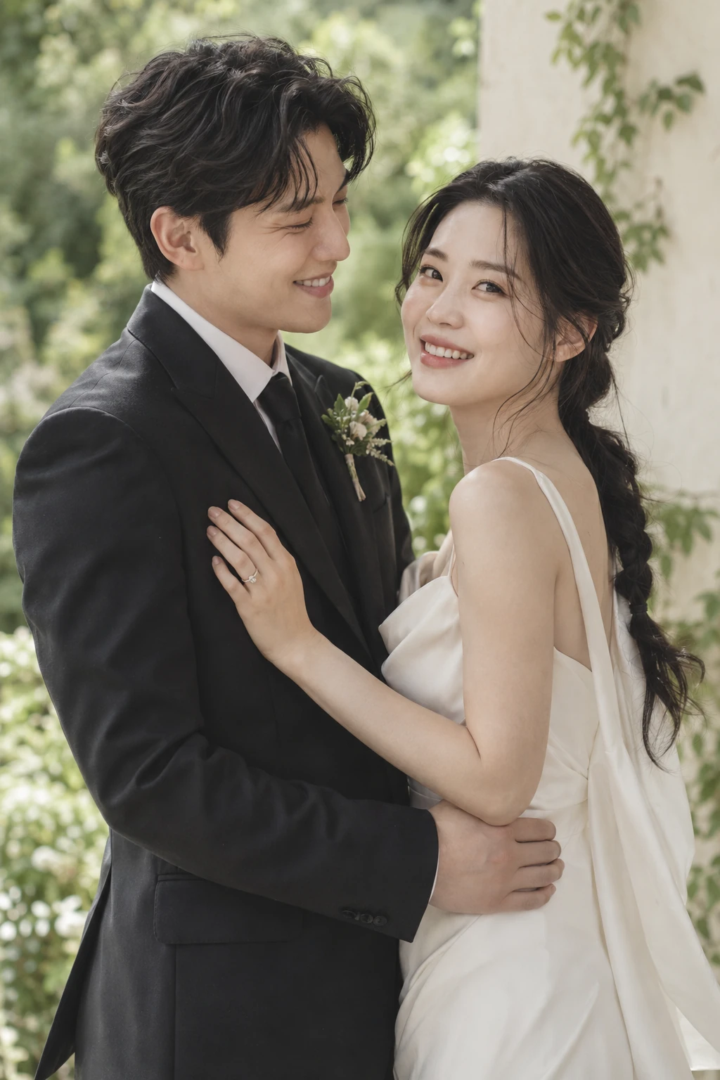 부드러운 자연광 아래 마주한 두 사람