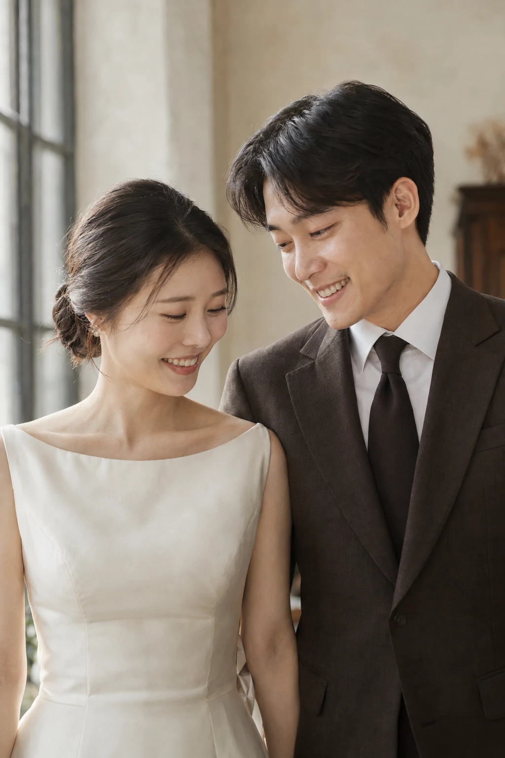 창가의 자연광 아래 두 사람
