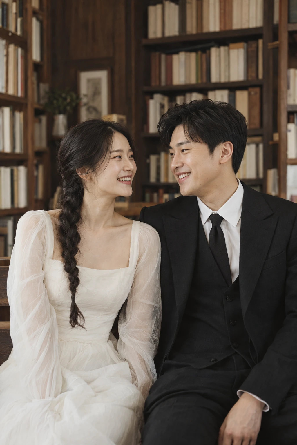 서점에 나란히 앉은 두 사람